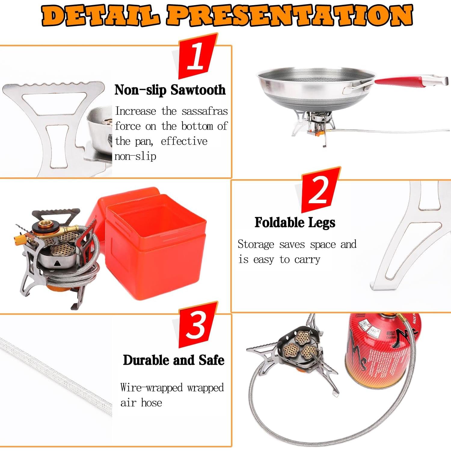 Estufa de Camping SVNVIOZ Plegable 5800W con Adaptadores