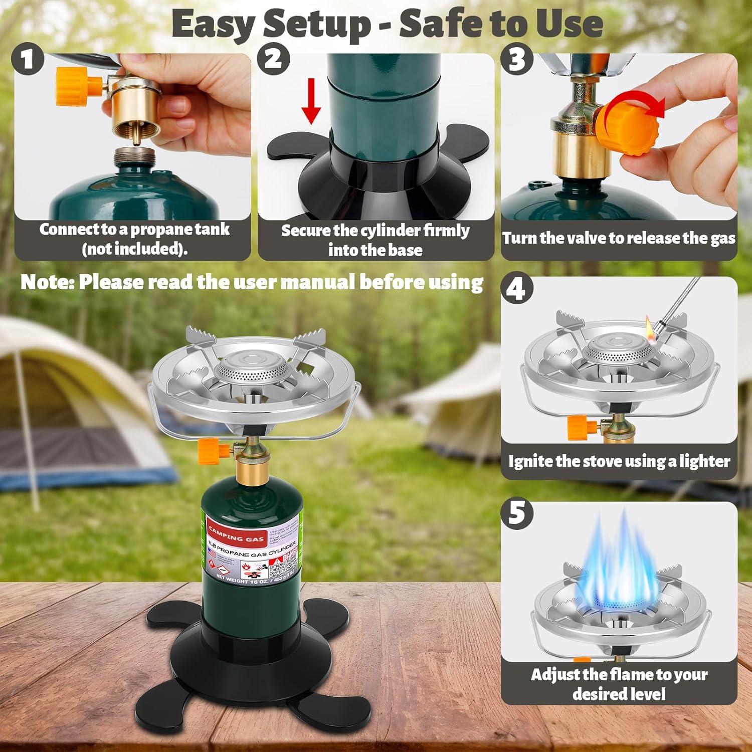 Estufa de Camping de Propano Portátil 1 Quemador Aluminio