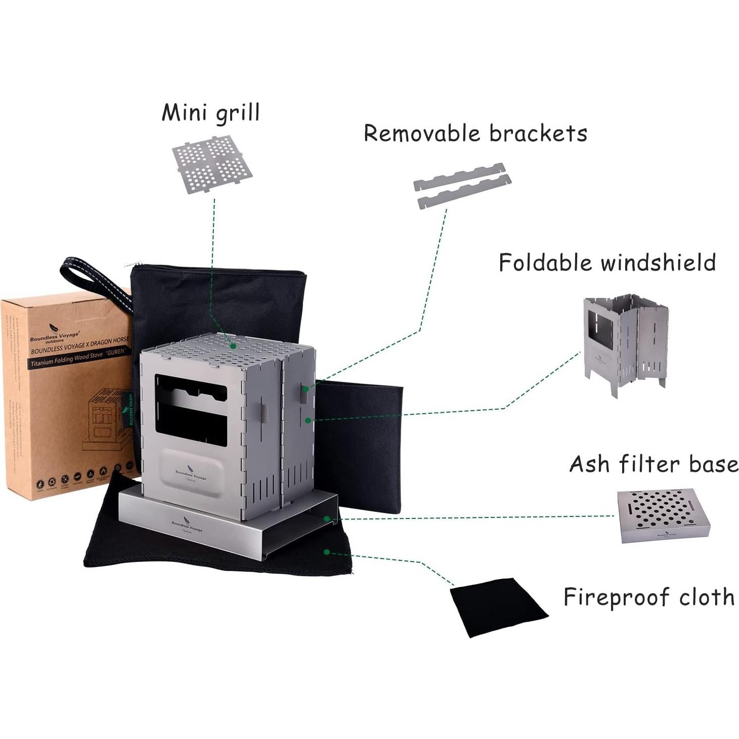 Estufa de Camping Plegable Titanio Boundless Voyage Ti2010C