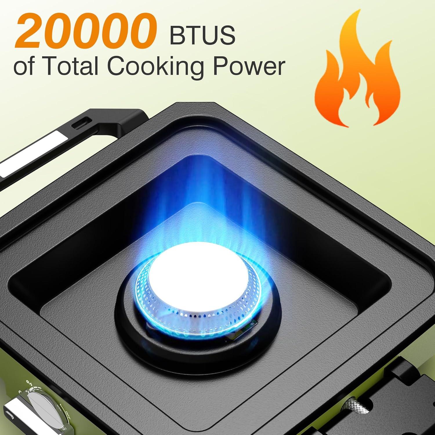 Estufa de Camping ODSD 2 Quemadores 20000 BTU Plegable Verde