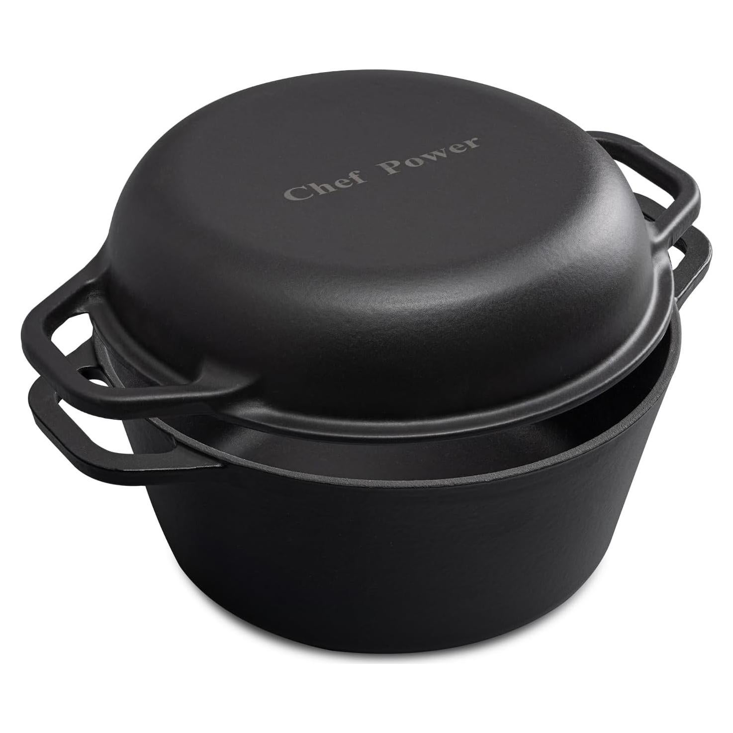 Olla de Hierro Fundido Chef Power 5QT 2 en 1 con Tapa