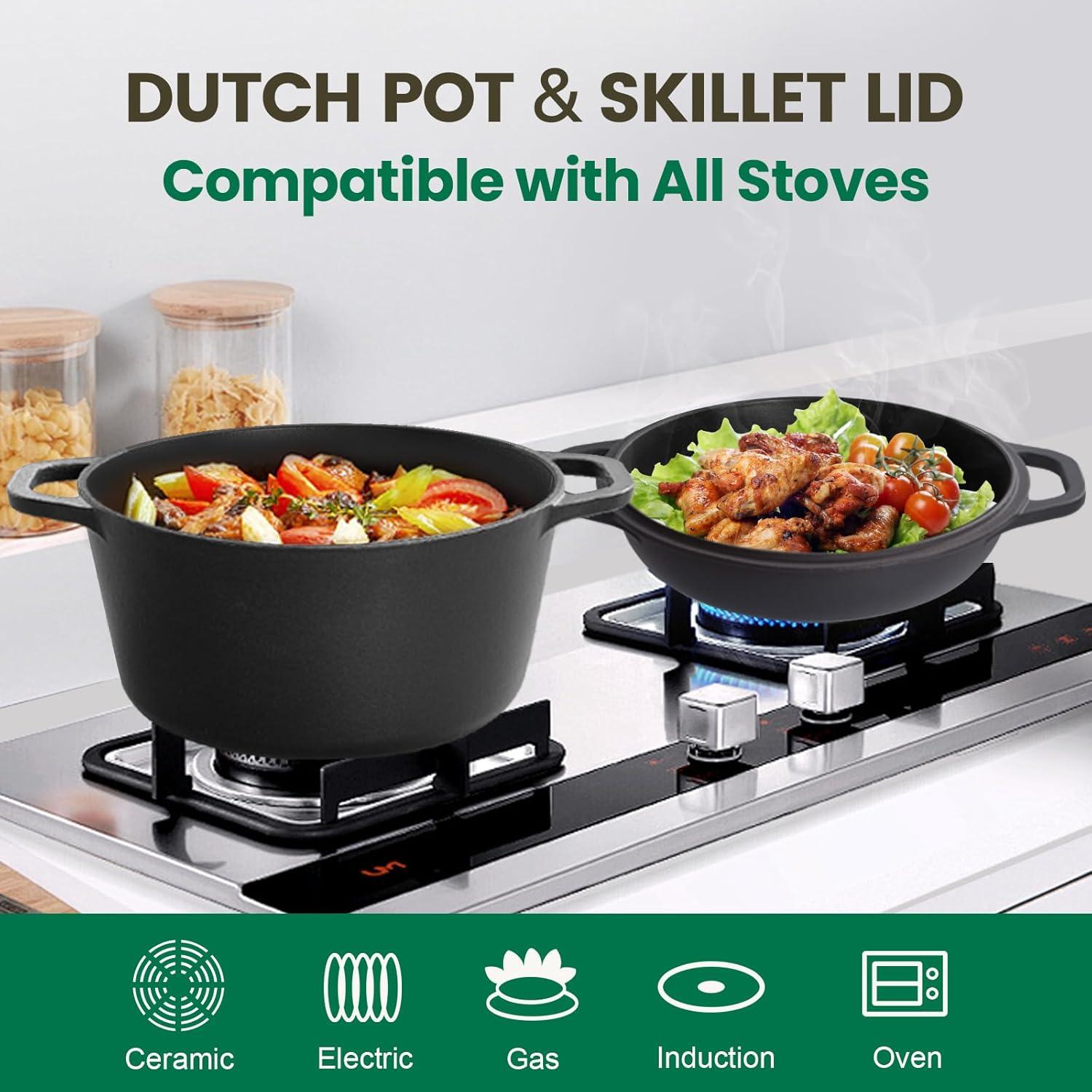 Olla de Hierro Fundido Chef Power 5QT 2 en 1 con Tapa