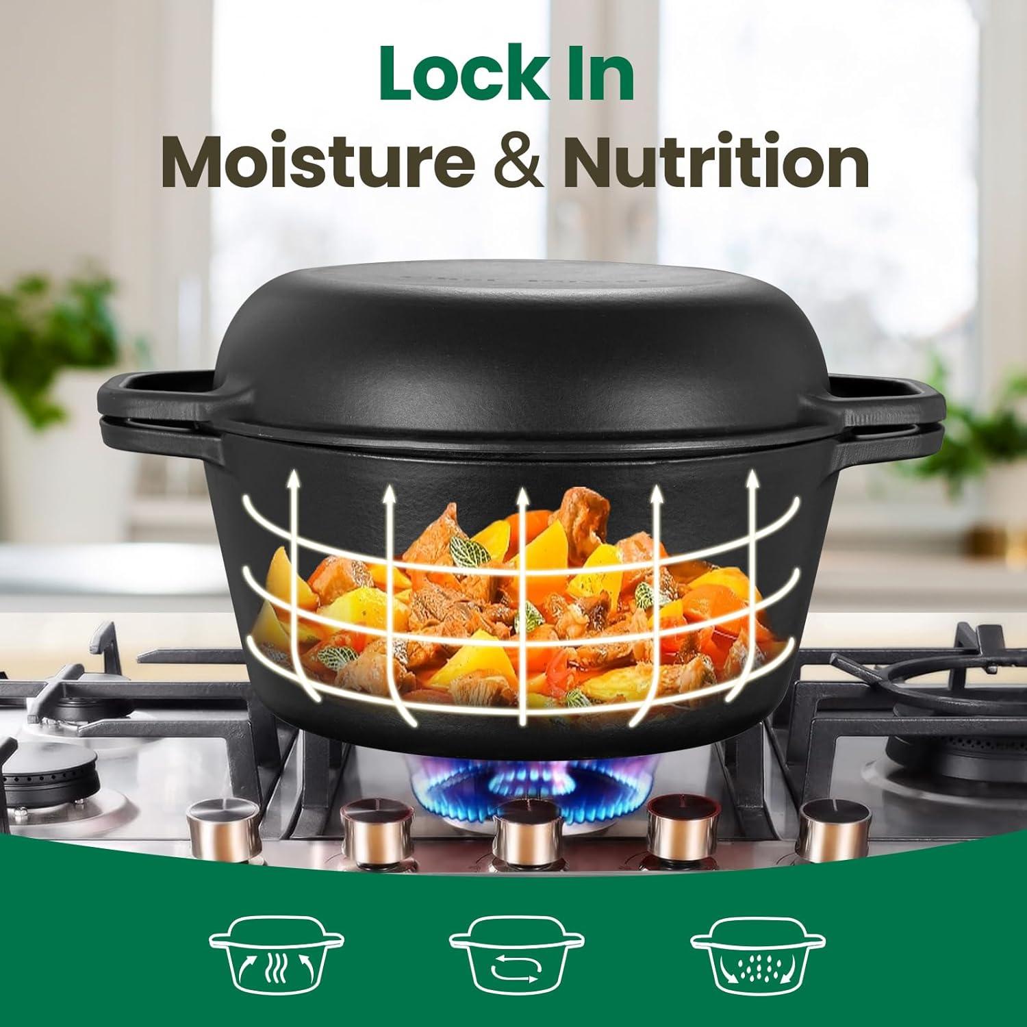 Olla de Hierro Fundido Chef Power 5QT 2 en 1 con Tapa