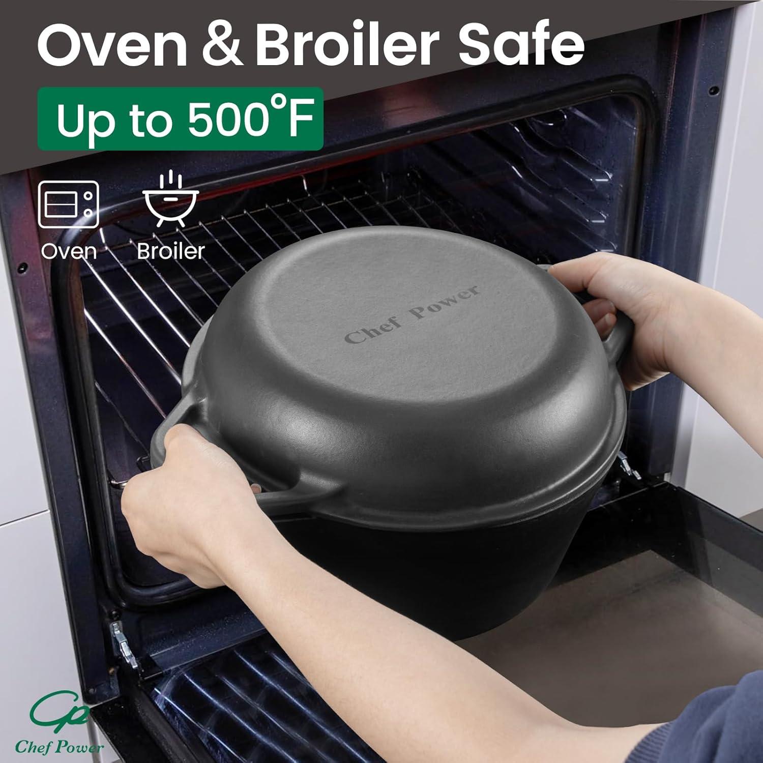 Olla de Hierro Fundido Chef Power 5QT 2 en 1 con Tapa