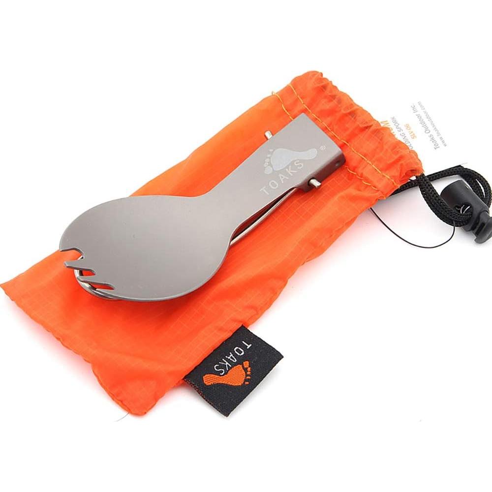Cuchara Tenedor Plegable Titanio TOAKS 165mm con Bolsa