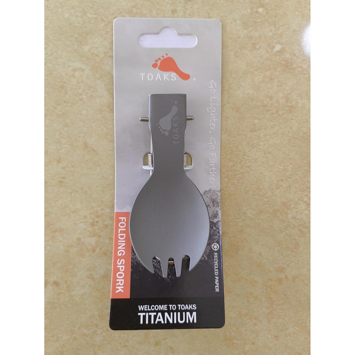 Cuchara Tenedor Plegable Titanio TOAKS 165mm con Bolsa