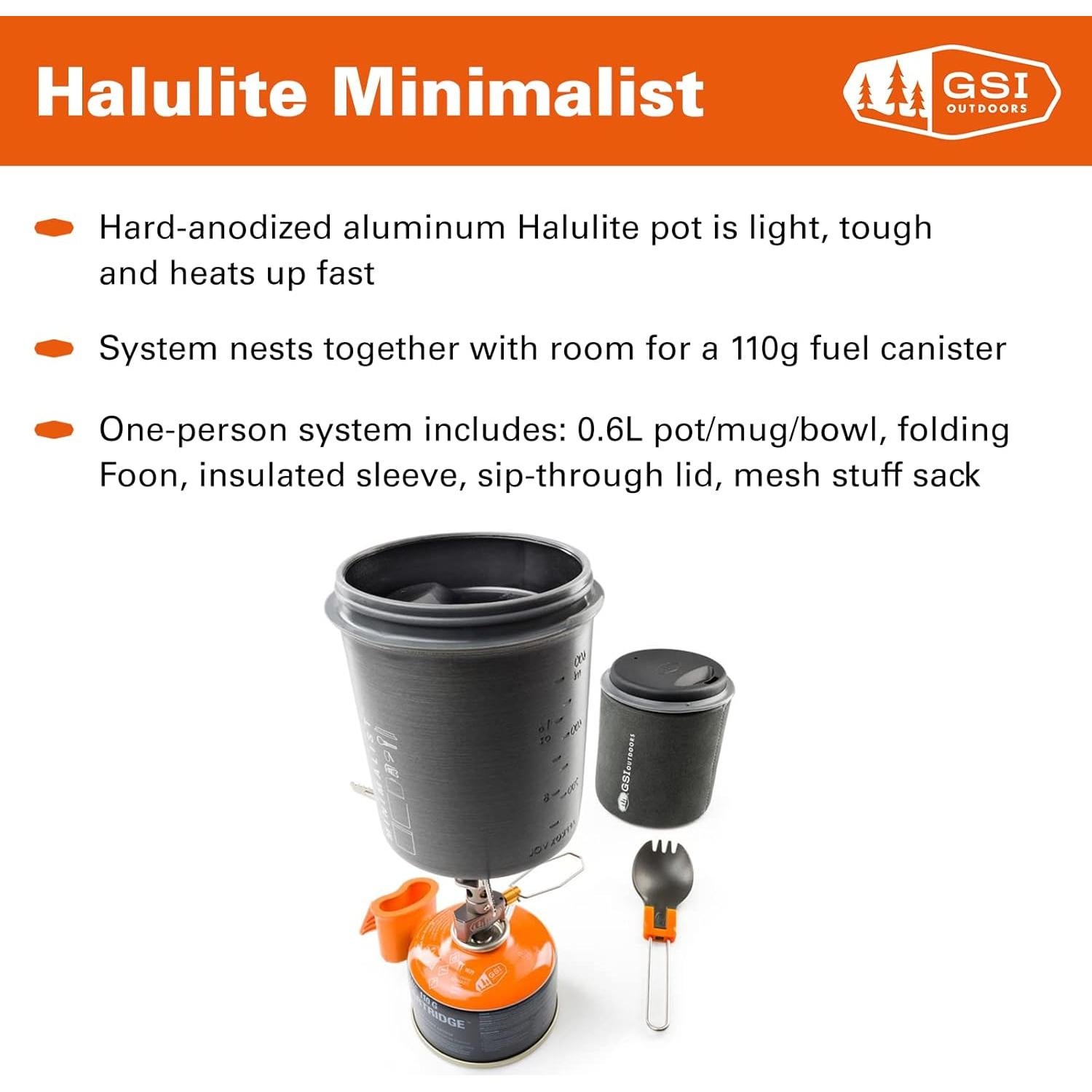 Kit de Cocina Ultraligero GSI Outdoors Halulite Minimalist 249g