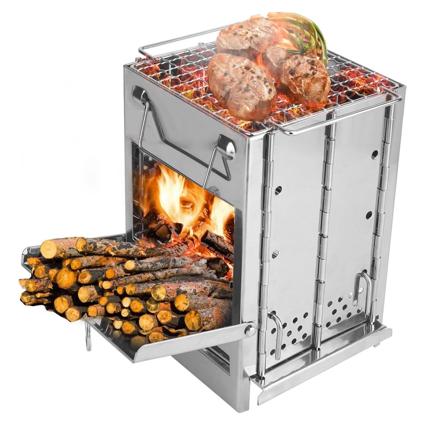 Estufa de Camping Plegable LOKLINGHK de Acero Inoxidable 15 kg