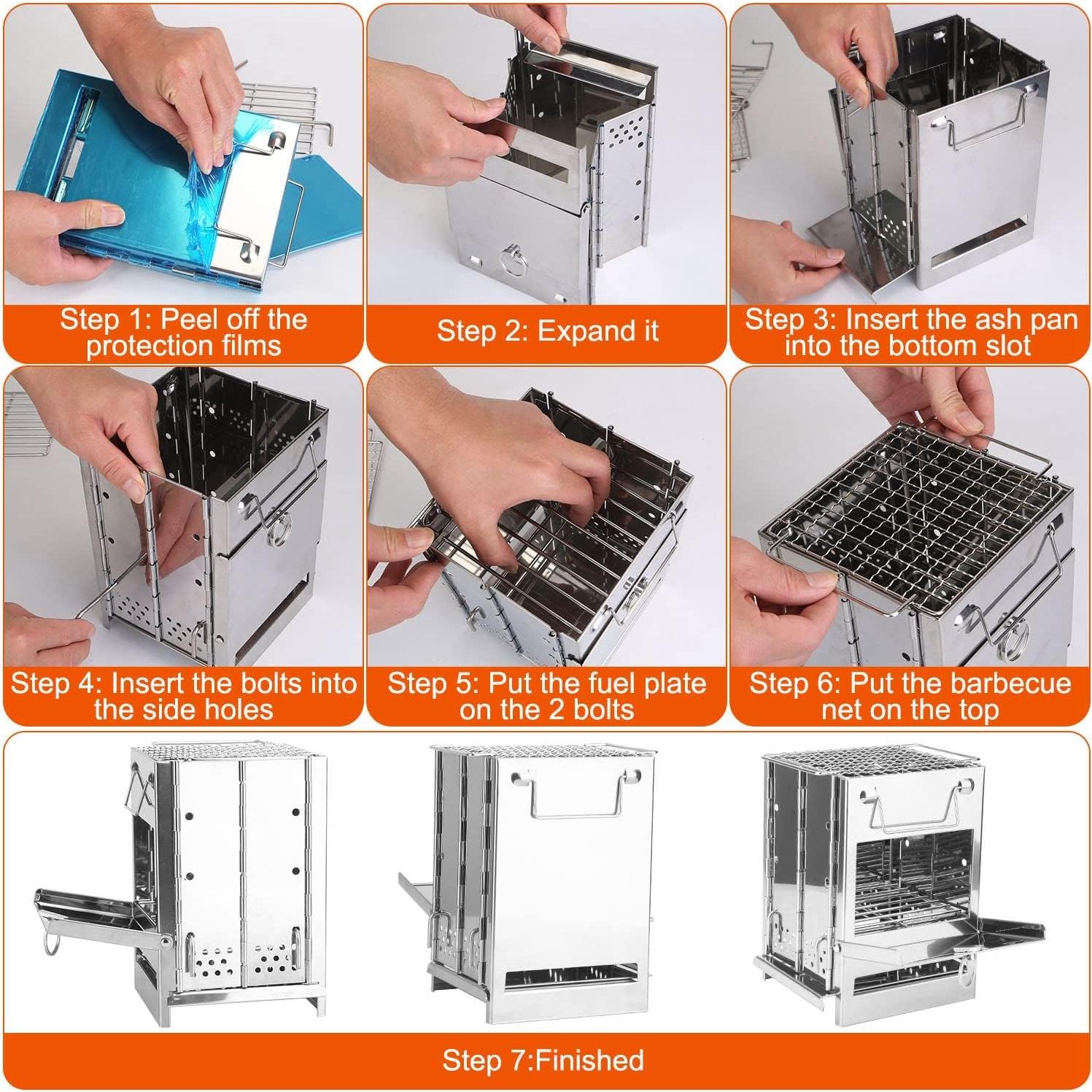 Estufa de Camping Plegable LOKLINGHK de Acero Inoxidable 15 kg