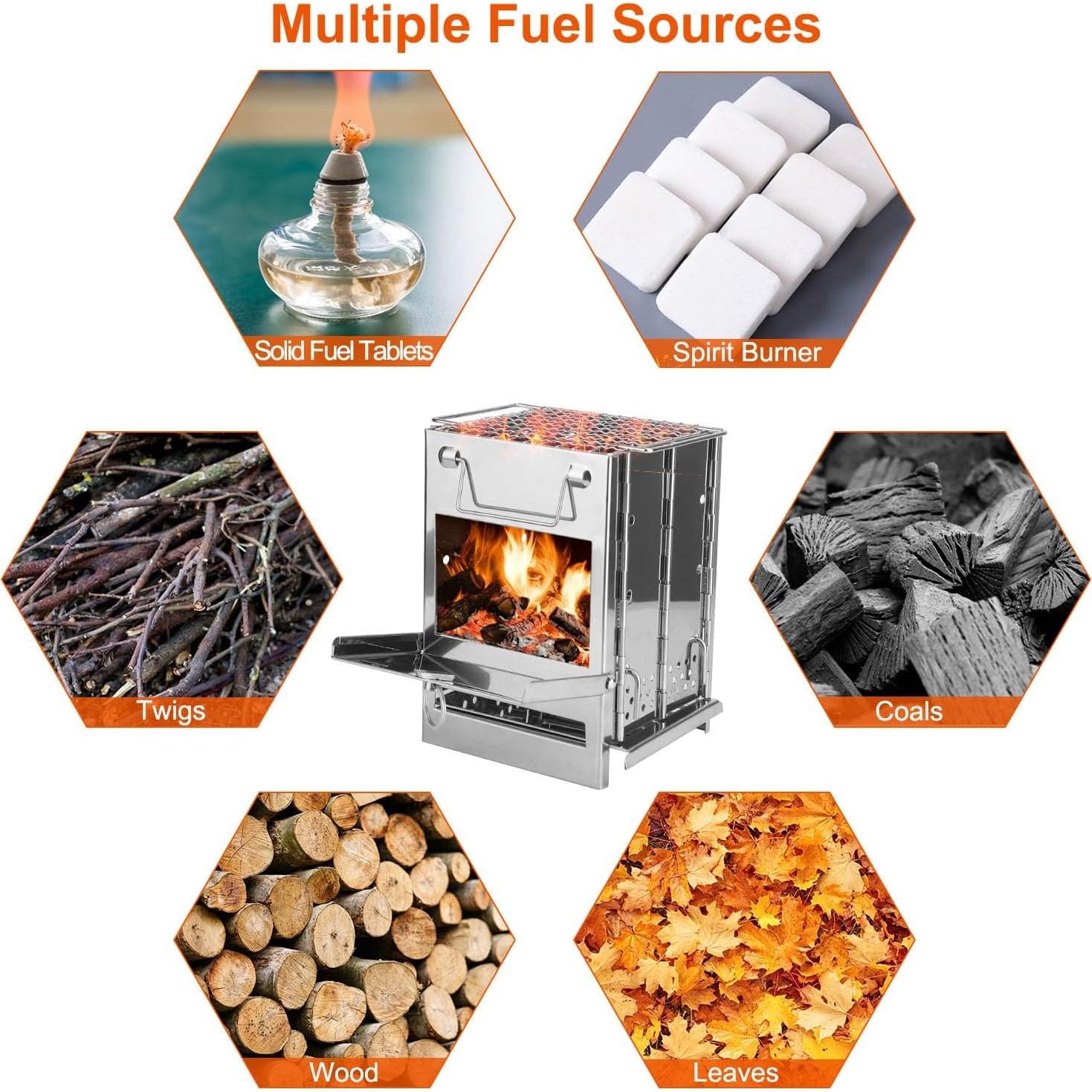 Estufa de Camping Plegable LOKLINGHK de Acero Inoxidable 15 kg