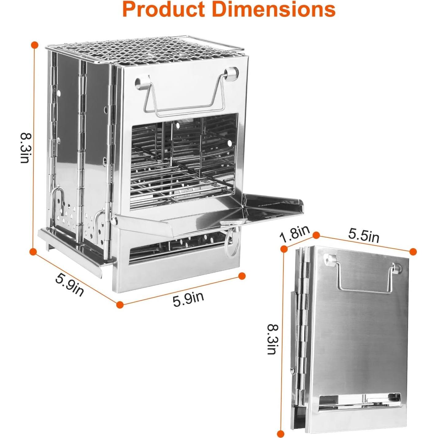 Estufa de Camping Plegable LOKLINGHK de Acero Inoxidable 15 kg