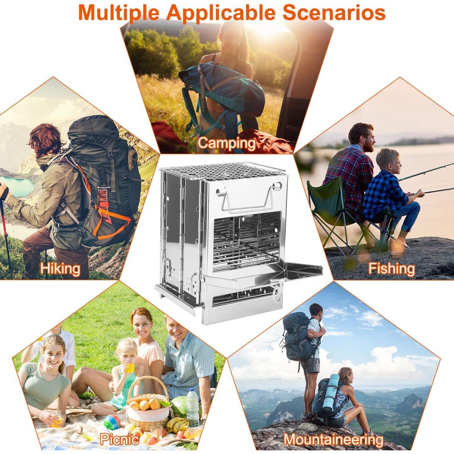 Estufa de Camping Plegable LOKLINGHK de Acero Inoxidable 15 kg