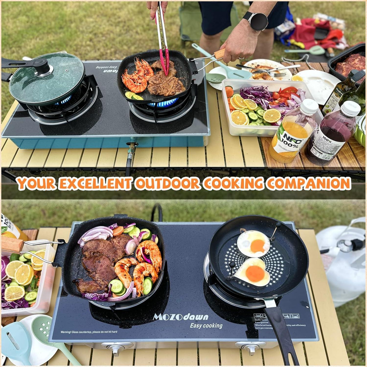 Estufa de Gas Propano MOZODAWN 30000 BTU 2 Quemadores Portátil