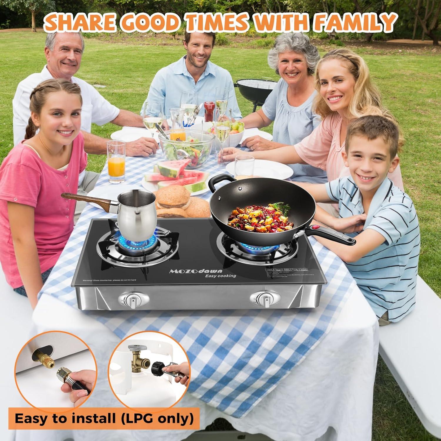 Estufa de Gas Propano MOZODAWN 30000 BTU 2 Quemadores Portátil