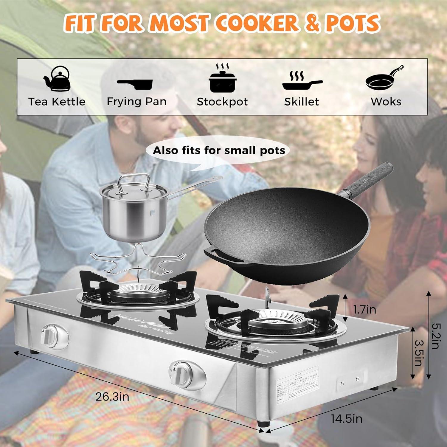 Estufa de Gas Propano MOZODAWN 30000 BTU 2 Quemadores Portátil