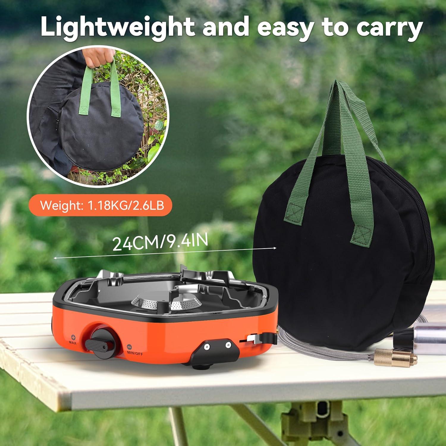 Estufa de Camping Portátil GIGART Propano 86000 BTU Naranja