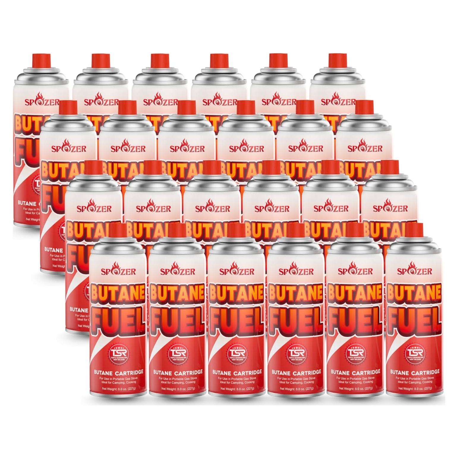 Latas de Butano Spozer 227g - 24 PCS con Válvula de Seguridad
