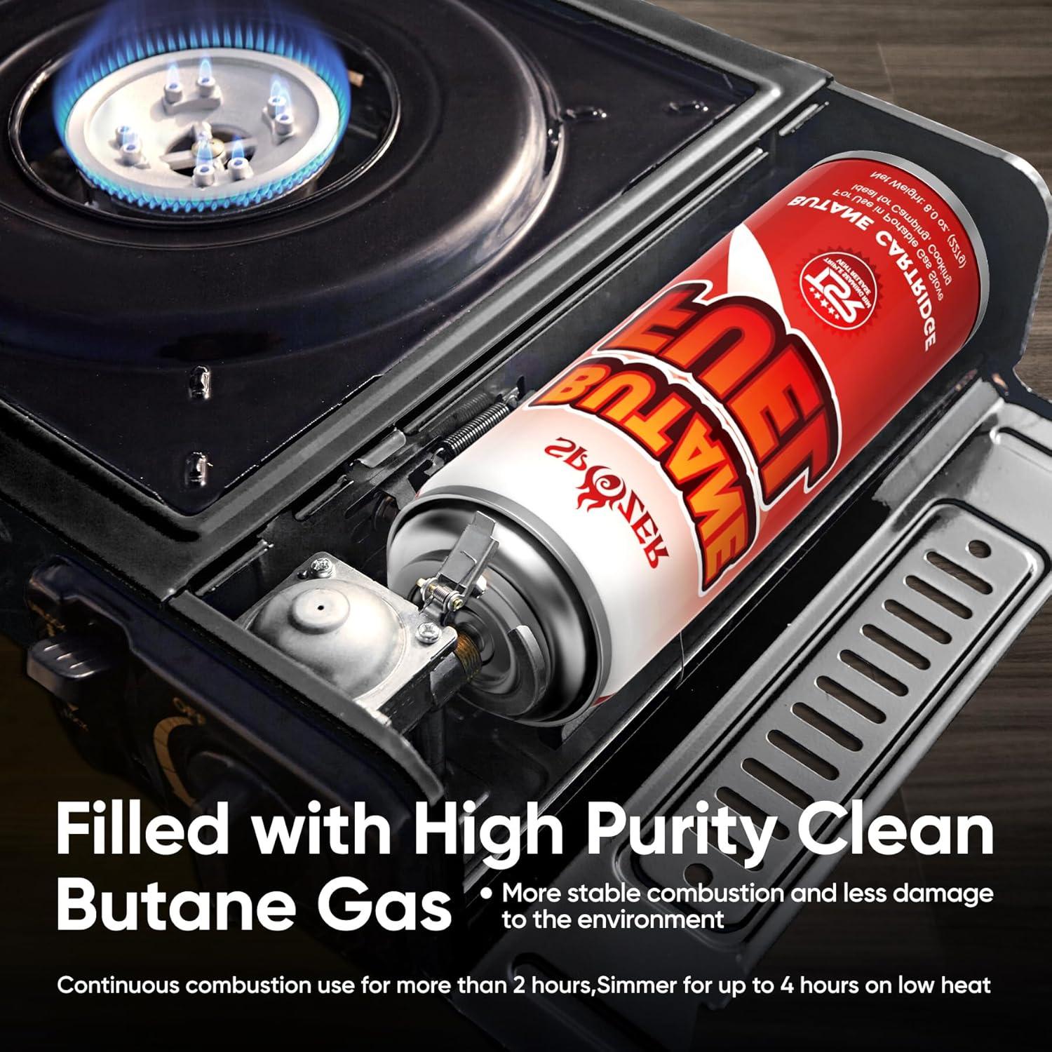 Latas de Butano Spozer 227g - 24 PCS con Válvula de Seguridad