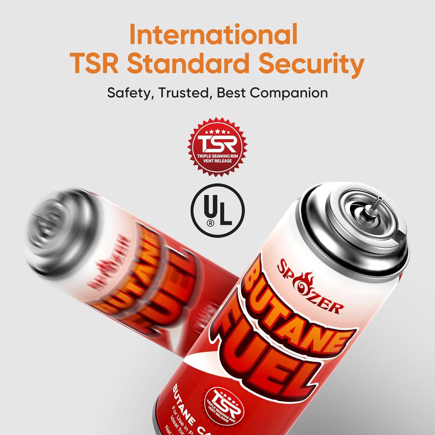 Latas de Butano Spozer 227g - 24 PCS con Válvula de Seguridad