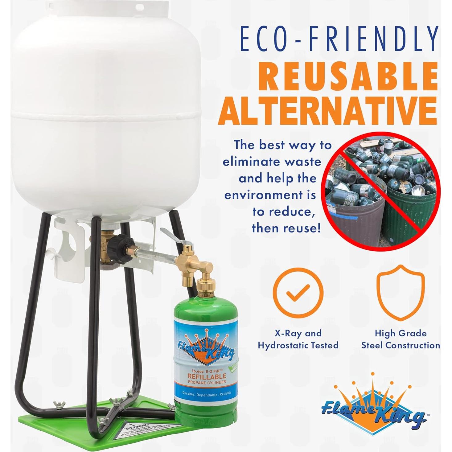 Cilindro de Propano Recargable 1LB Flame King + Kit de Recarga