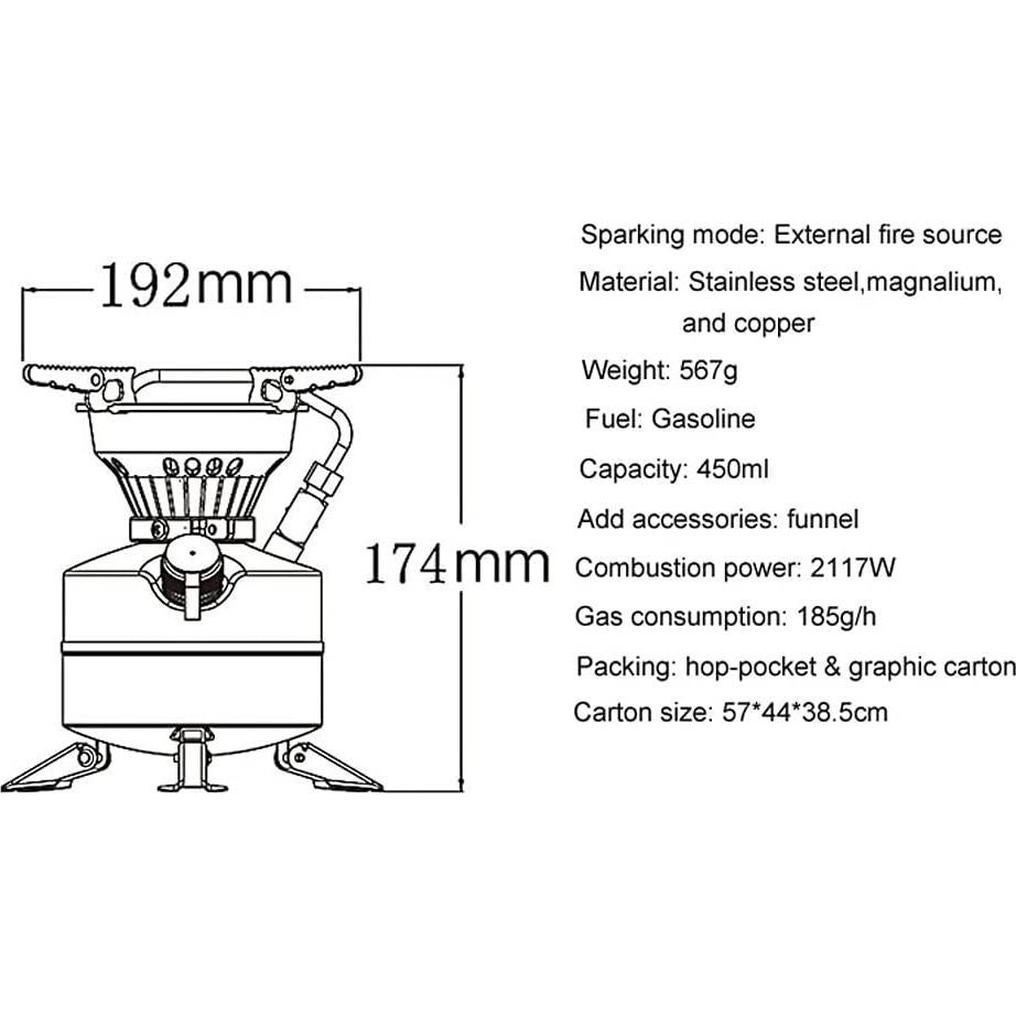 Estufa de Gasolina Portátil DUZHONG 2117W para Camping