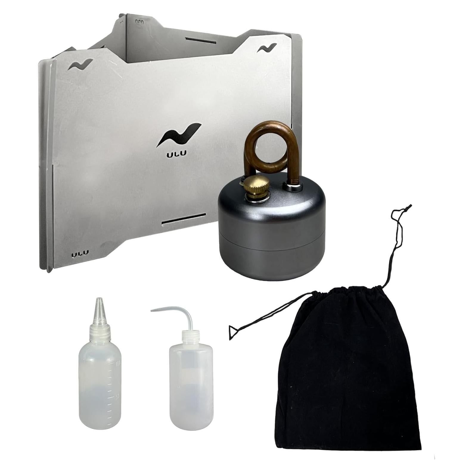 Estufa de Camping Portátil UJU con Paravientos y Accesorios