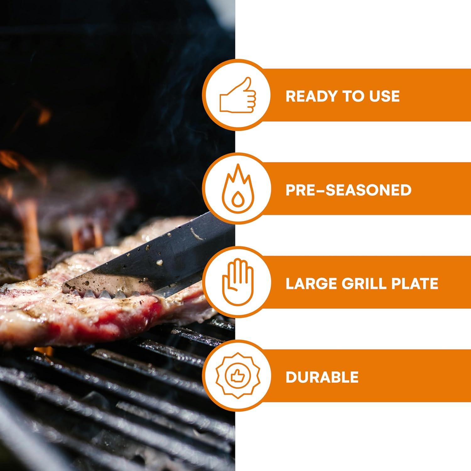 Placa de Parrilla Reversible Bruntmor 43x25 cm Hierro Fundido