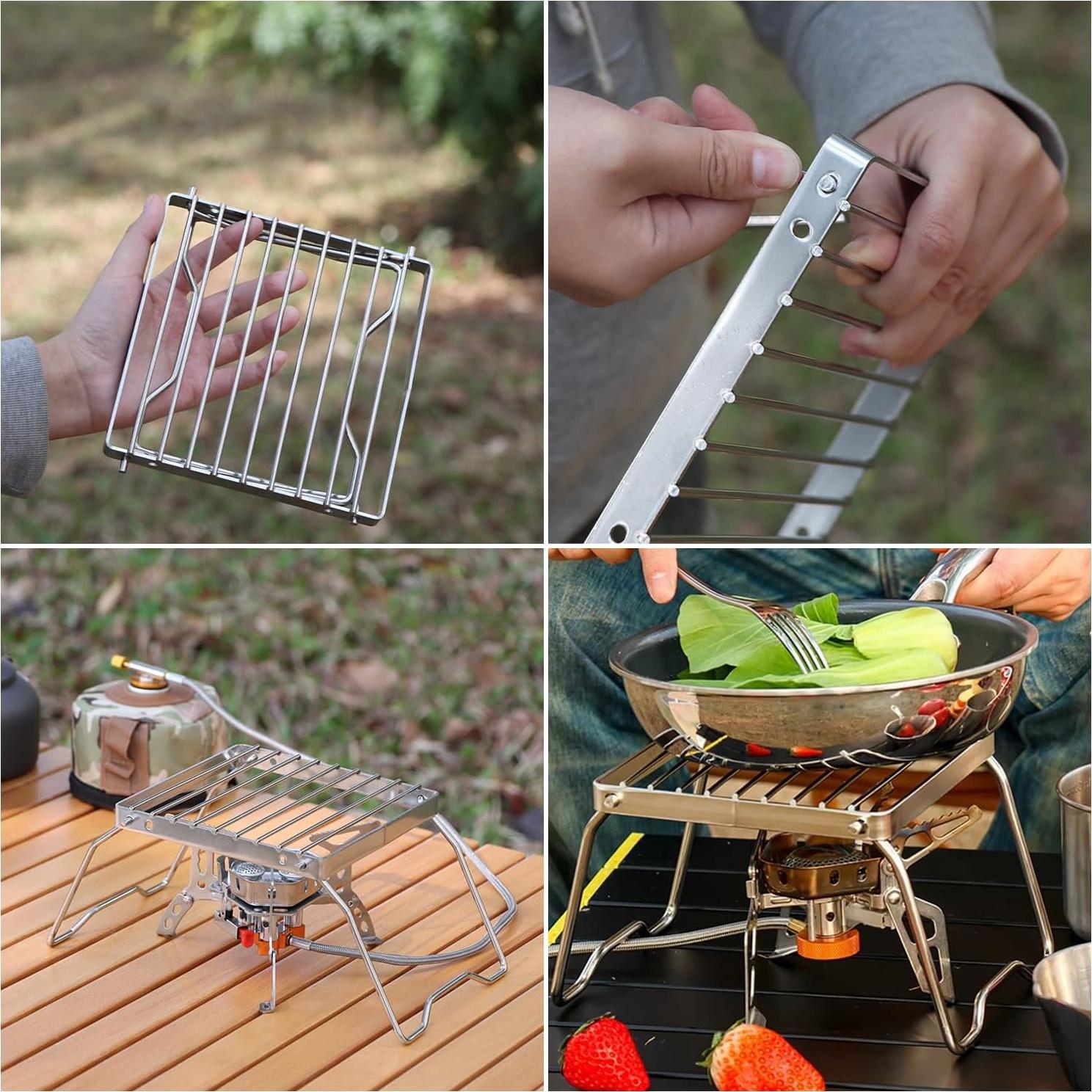 Soporte de Estufa Plegable SquEqu Acero Inoxidable 16x11.5cm