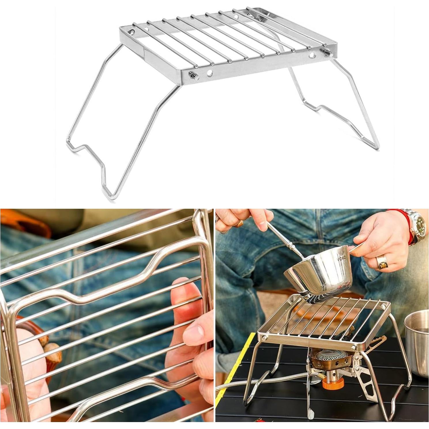 Soporte de Estufa Plegable SquEqu Acero Inoxidable 16x11.5cm