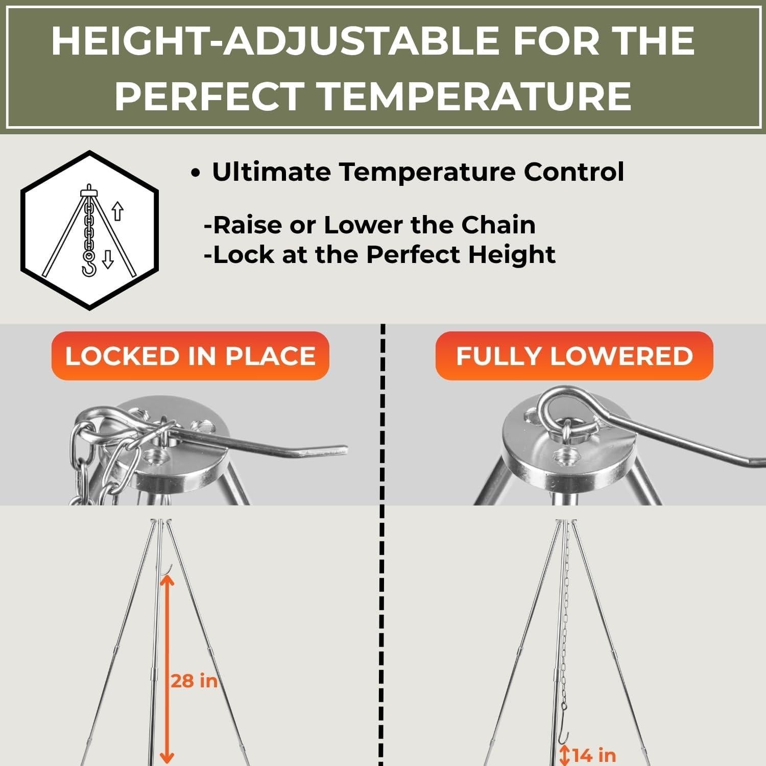 Trípode de Cocina Tactiko Survival - Acero Inoxidable 83.82 cm
