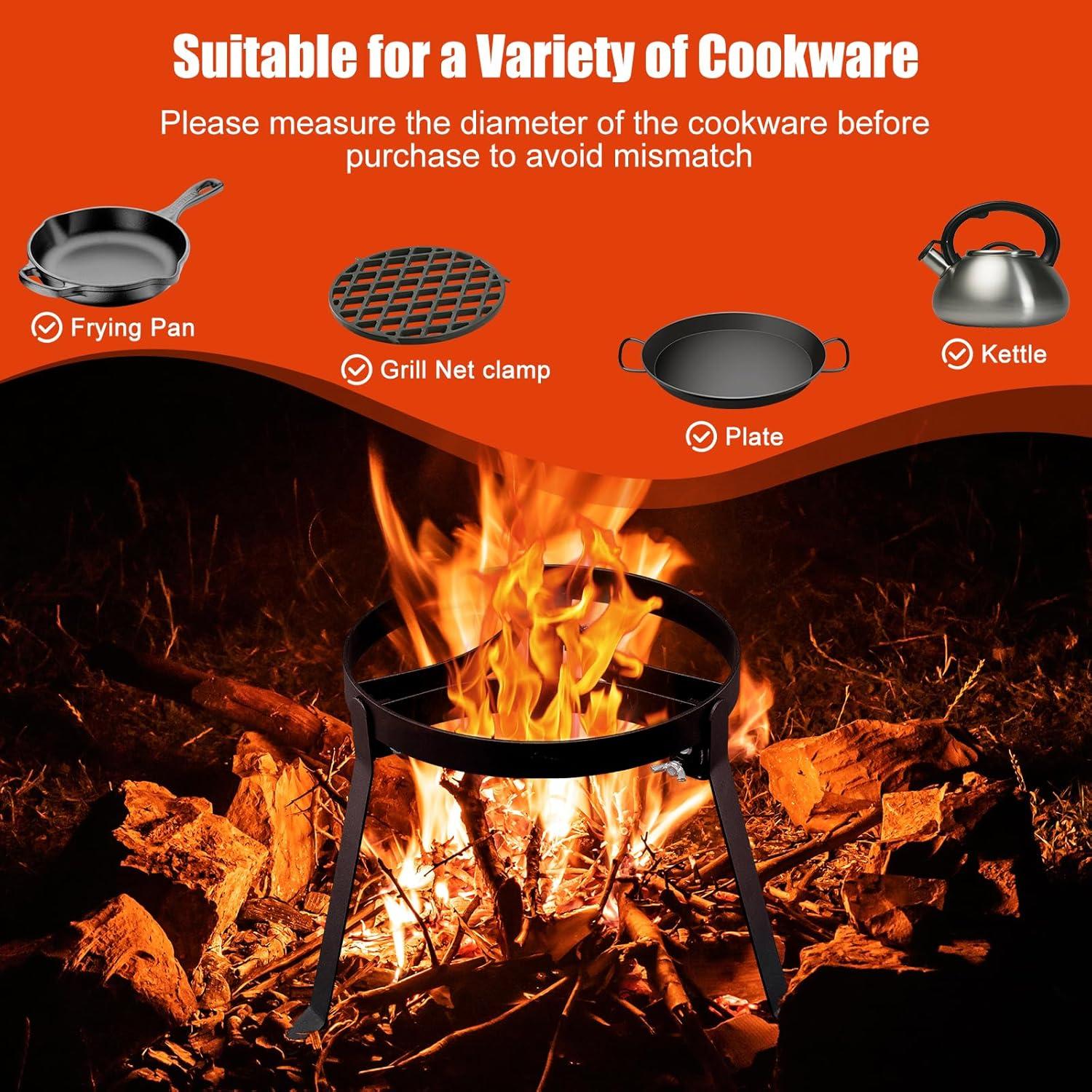 Trípode de cocina para fogata Lcokeiy, 1.38 kg, plegable y resistente