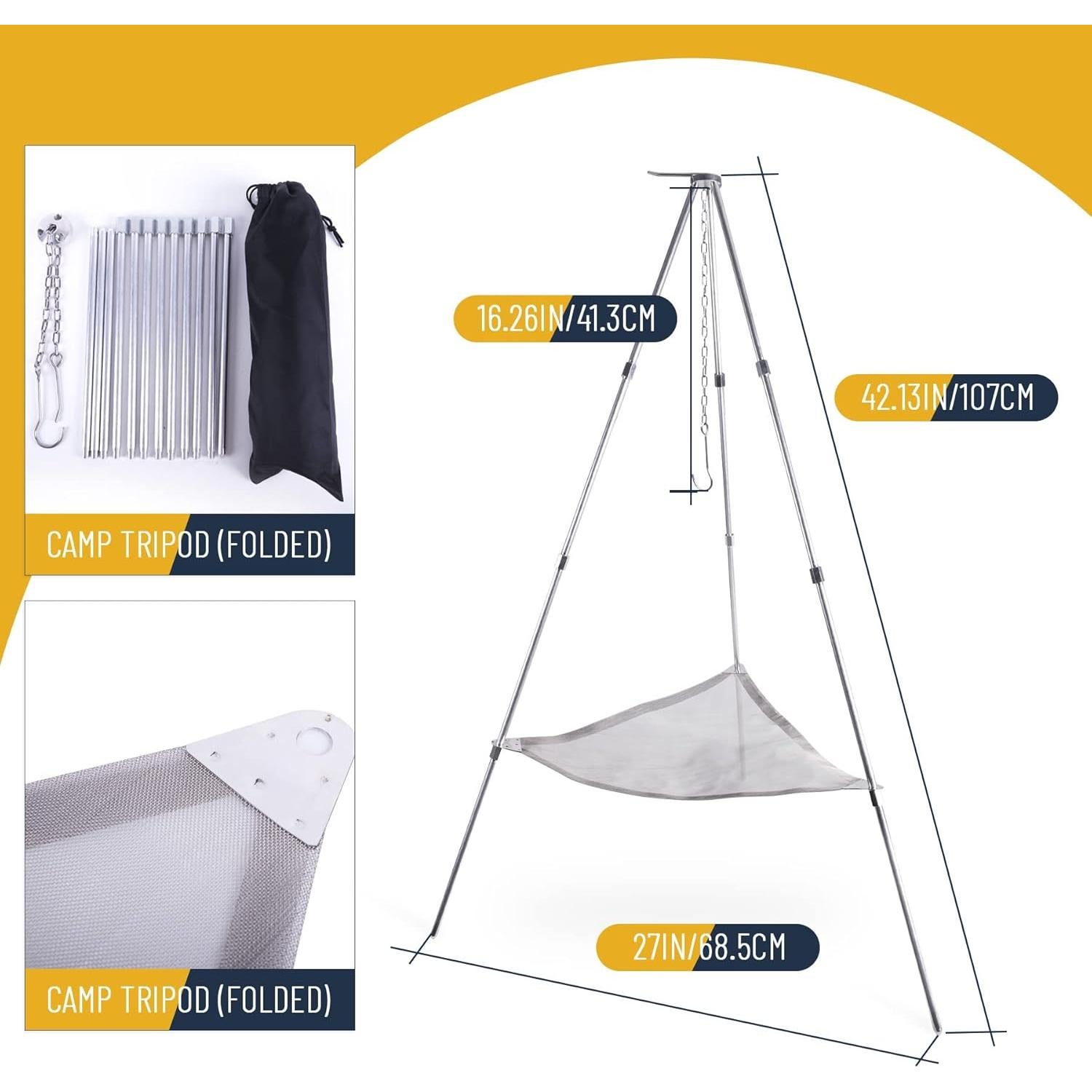 Horno de Fuego Portátil Kikerike con Trípode Ajustable 52.3 cm