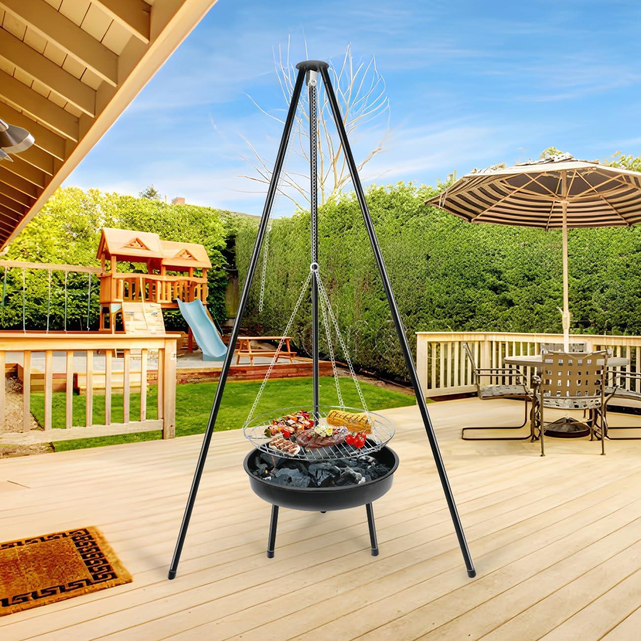 Parrilla de trípode ajustable gzcmxh para acampar - 2025 cm²