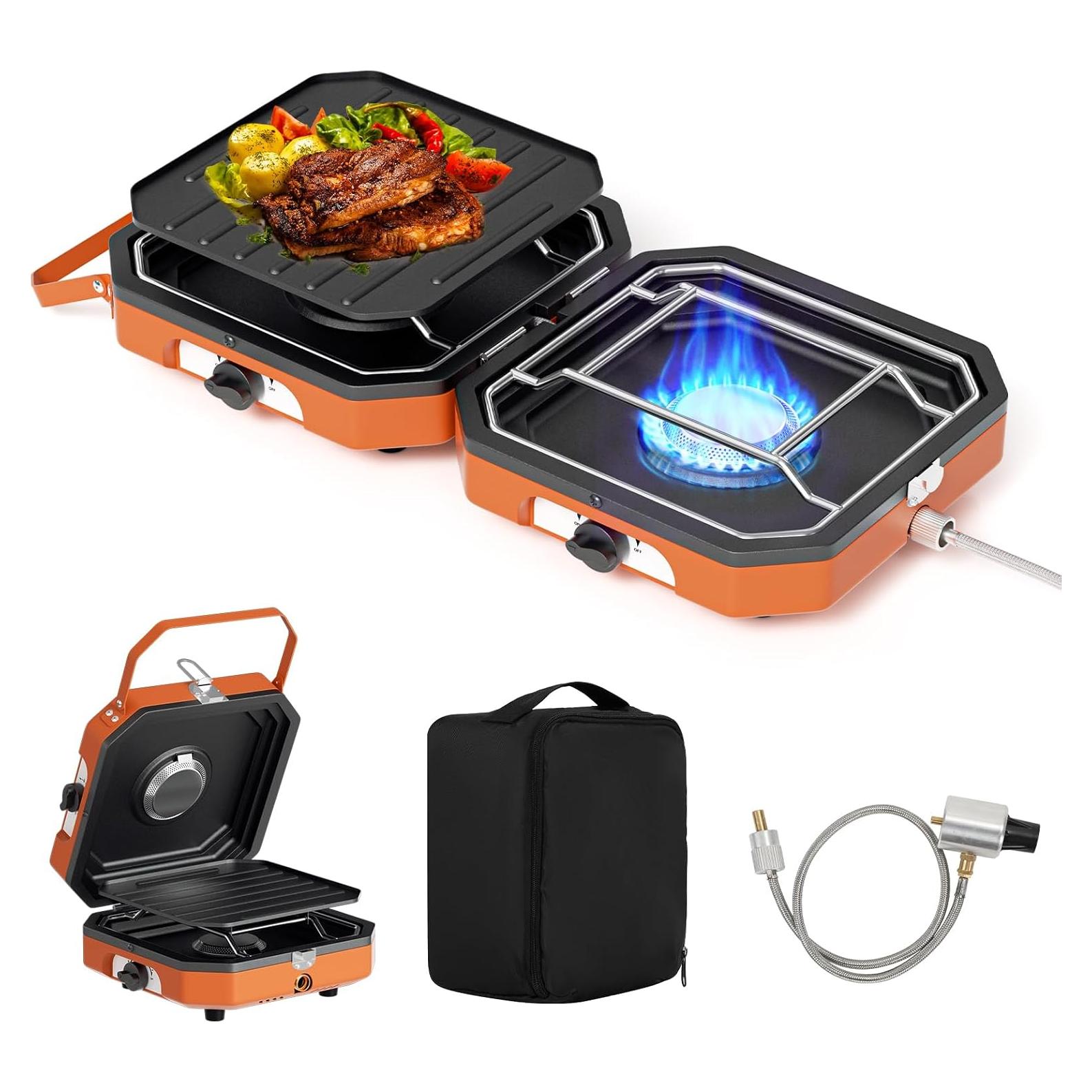 Estufa de Camping Kirumie 2 Quemadores 16000 BTU Naranja