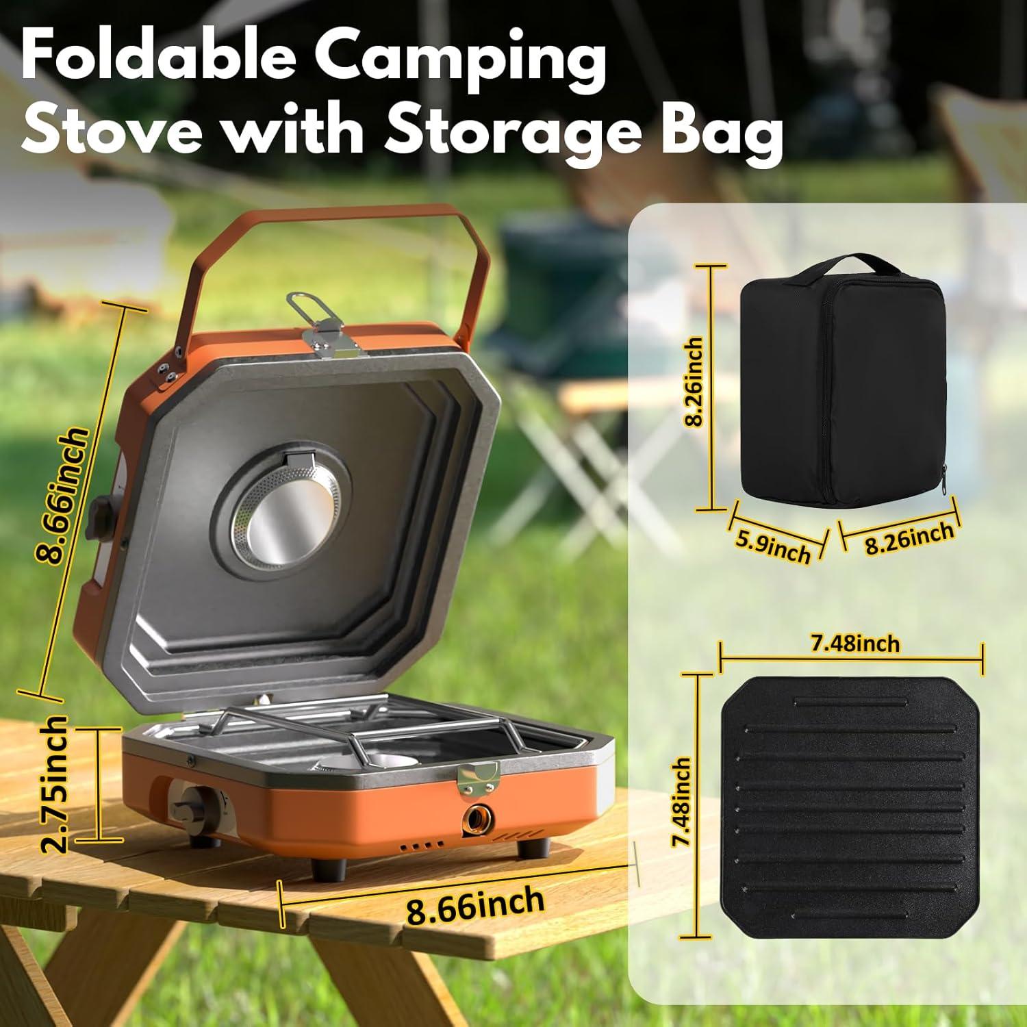 Estufa de Camping Kirumie 2 Quemadores 16000 BTU Naranja