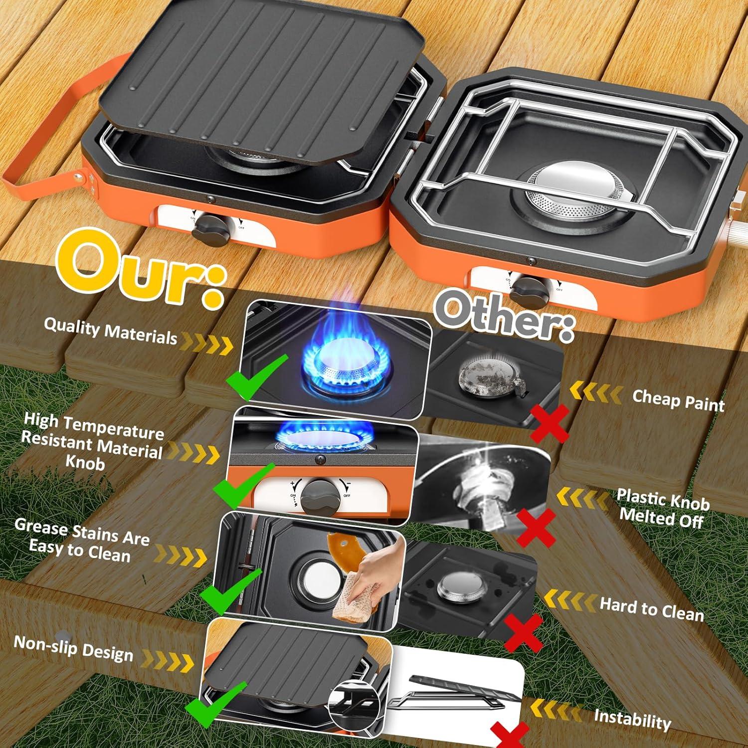 Estufa de Camping Kirumie 2 Quemadores 16000 BTU Naranja