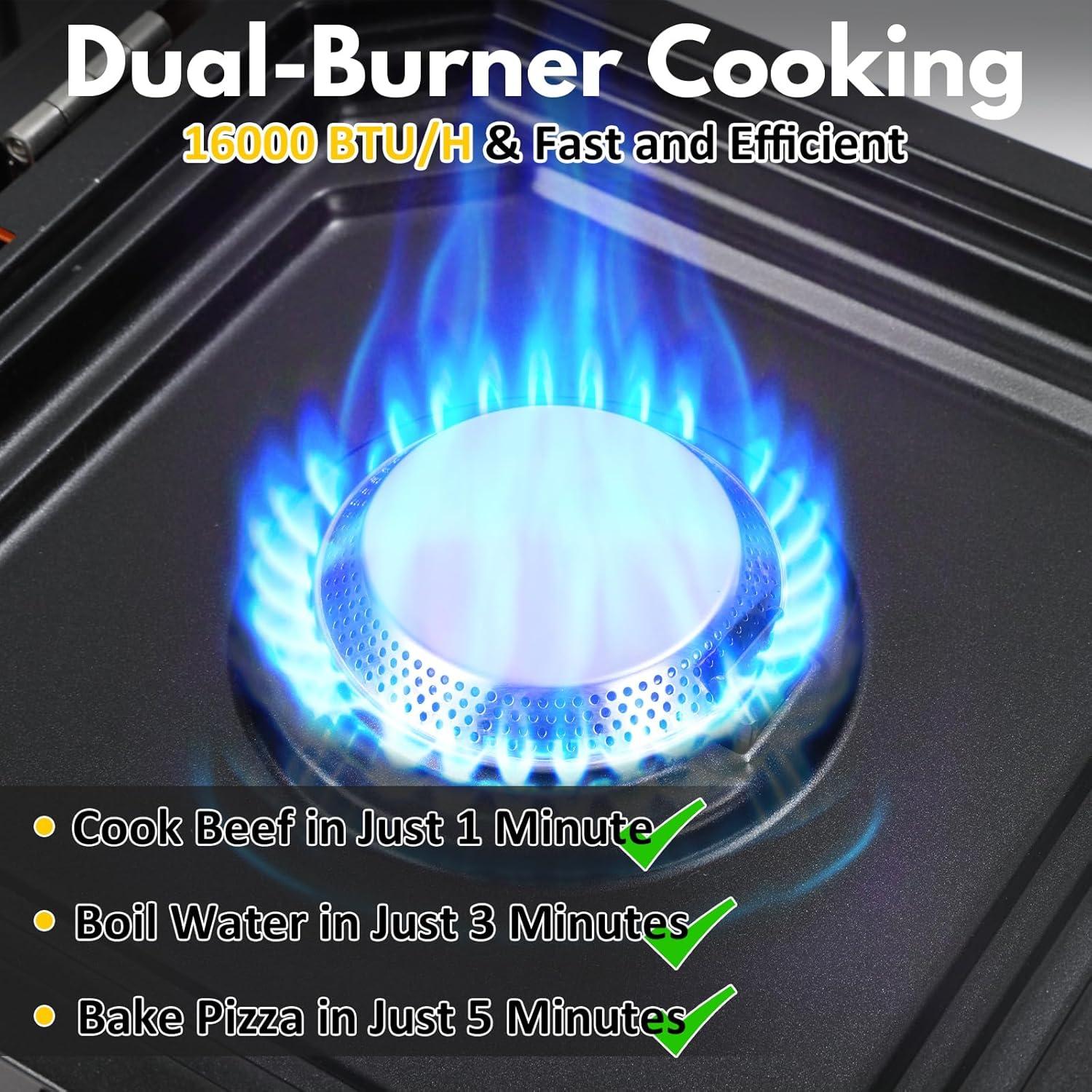 Estufa de Camping Kirumie 2 Quemadores 16000 BTU Naranja