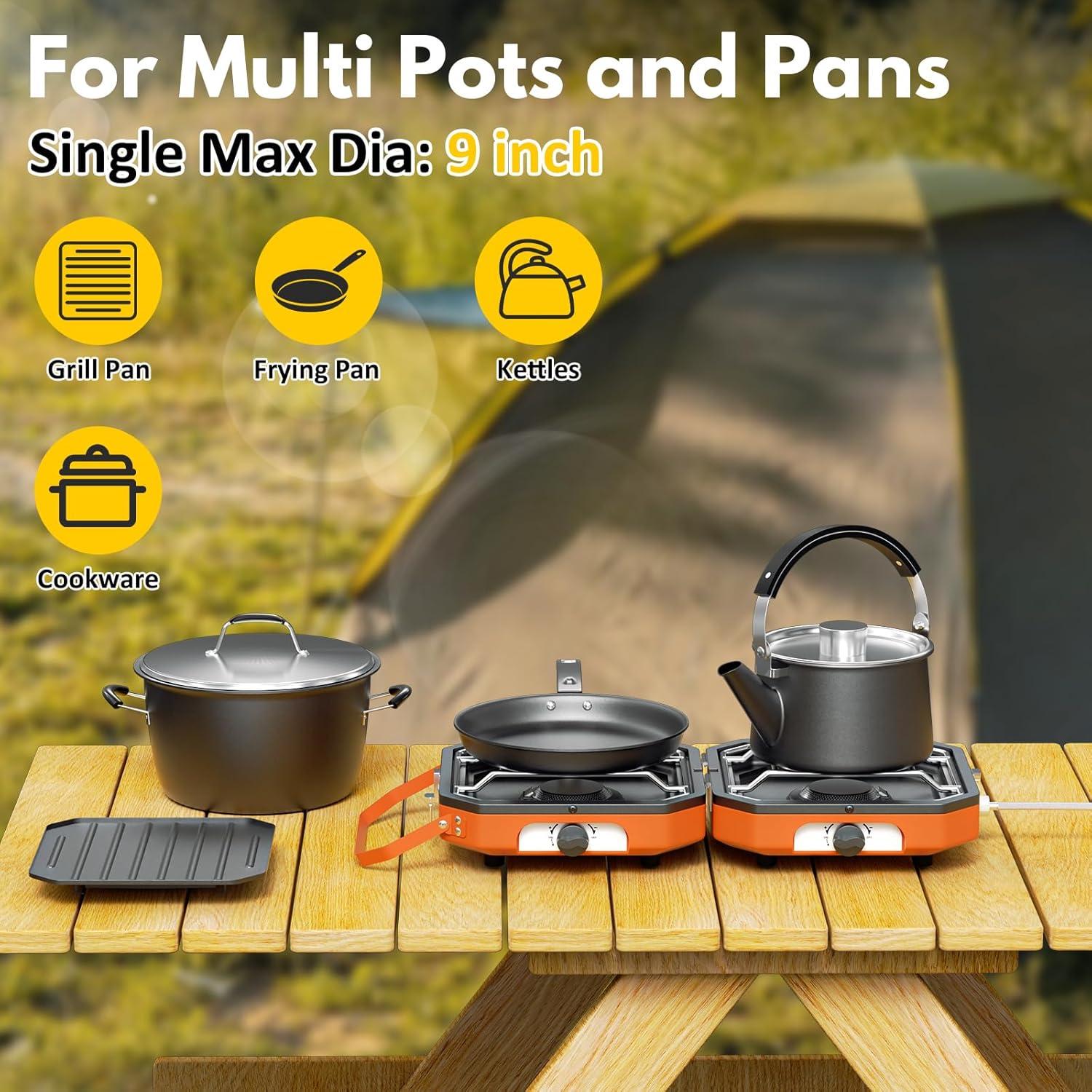 Estufa de Camping Kirumie 2 Quemadores 16000 BTU Naranja