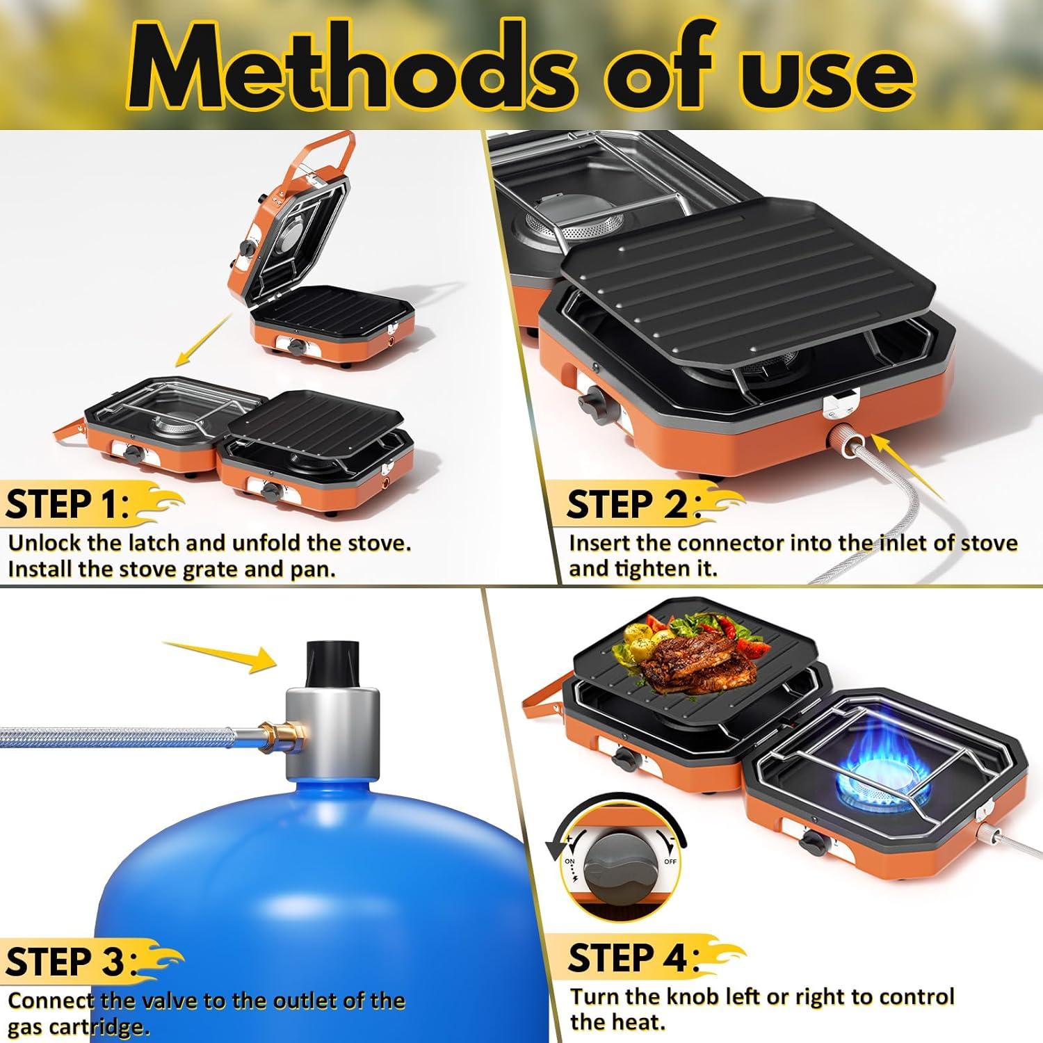 Estufa de Camping Kirumie 2 Quemadores 16000 BTU Naranja