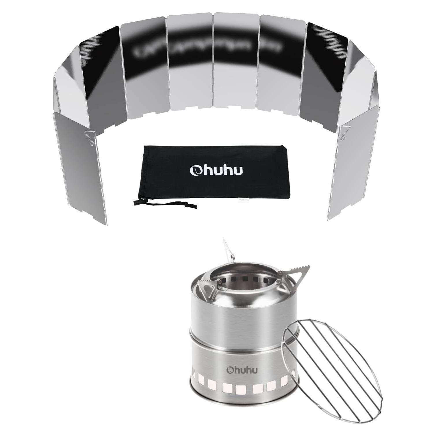 Estufa de Camping de Leña Ohuhu + 12 Placas Paravientos