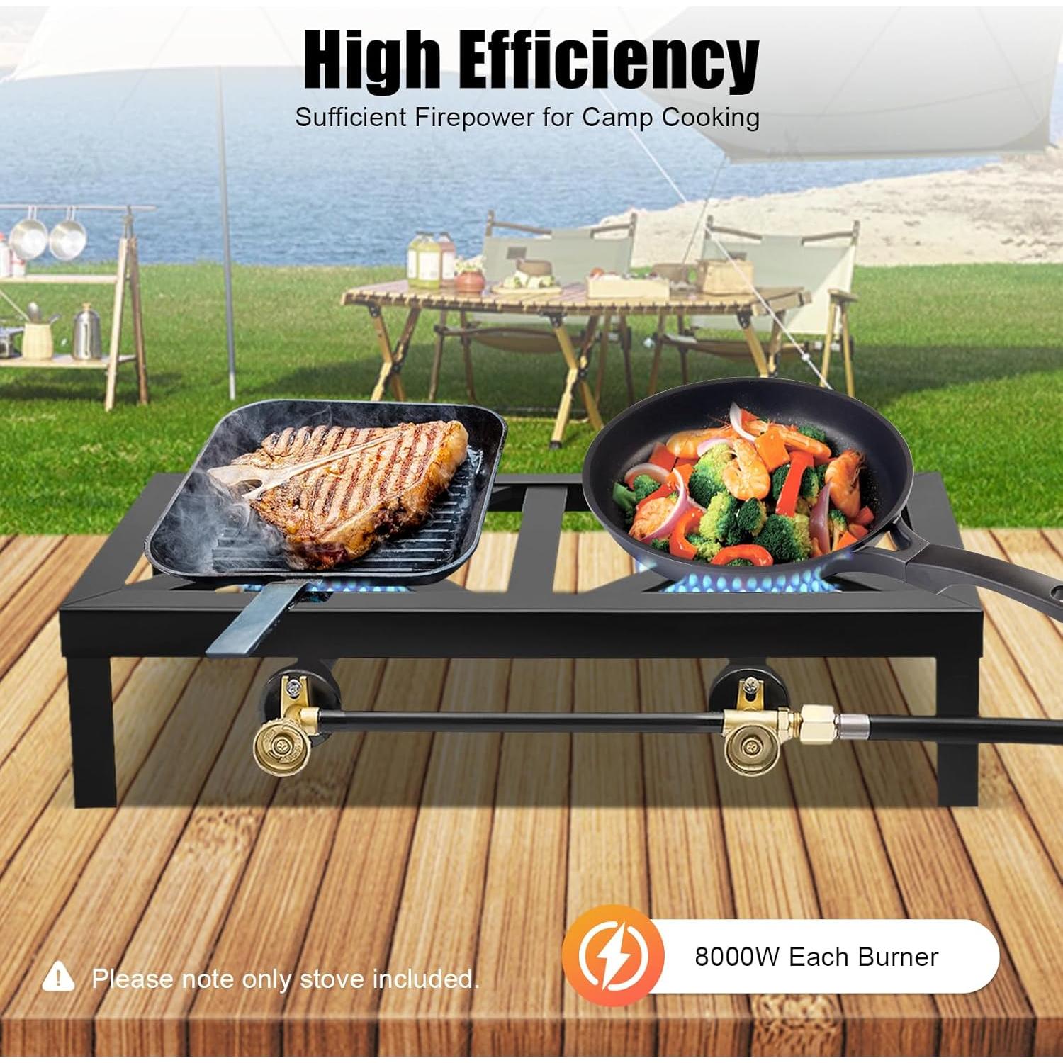 Cocina de Gas Doble Quemador Verizcc para Camping 8000W