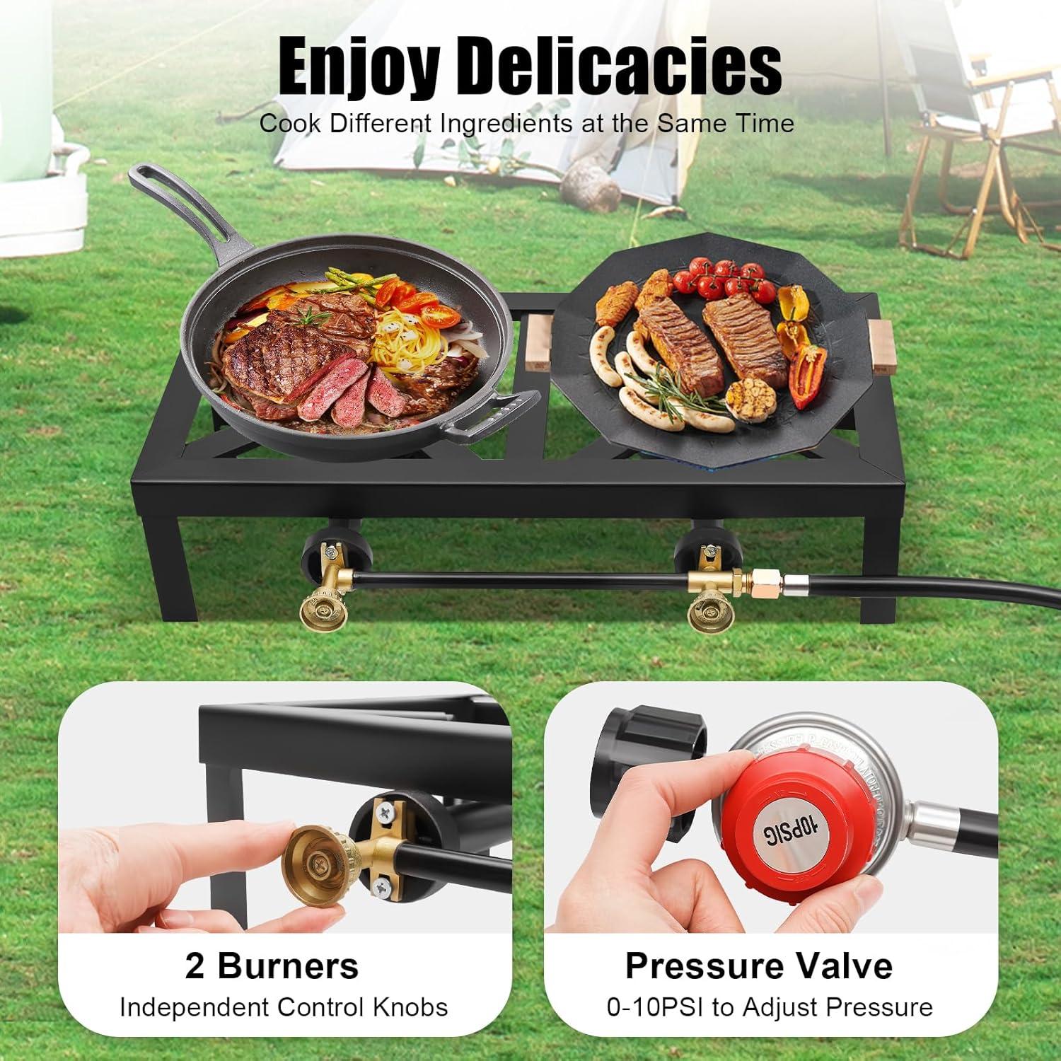 Cocina de Gas Doble Quemador Verizcc para Camping 8000W