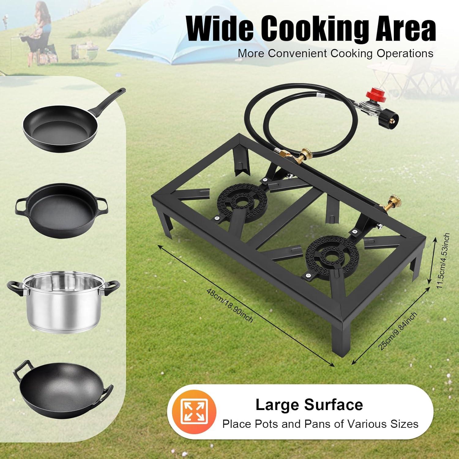 Cocina de Gas Doble Quemador Verizcc para Camping 8000W