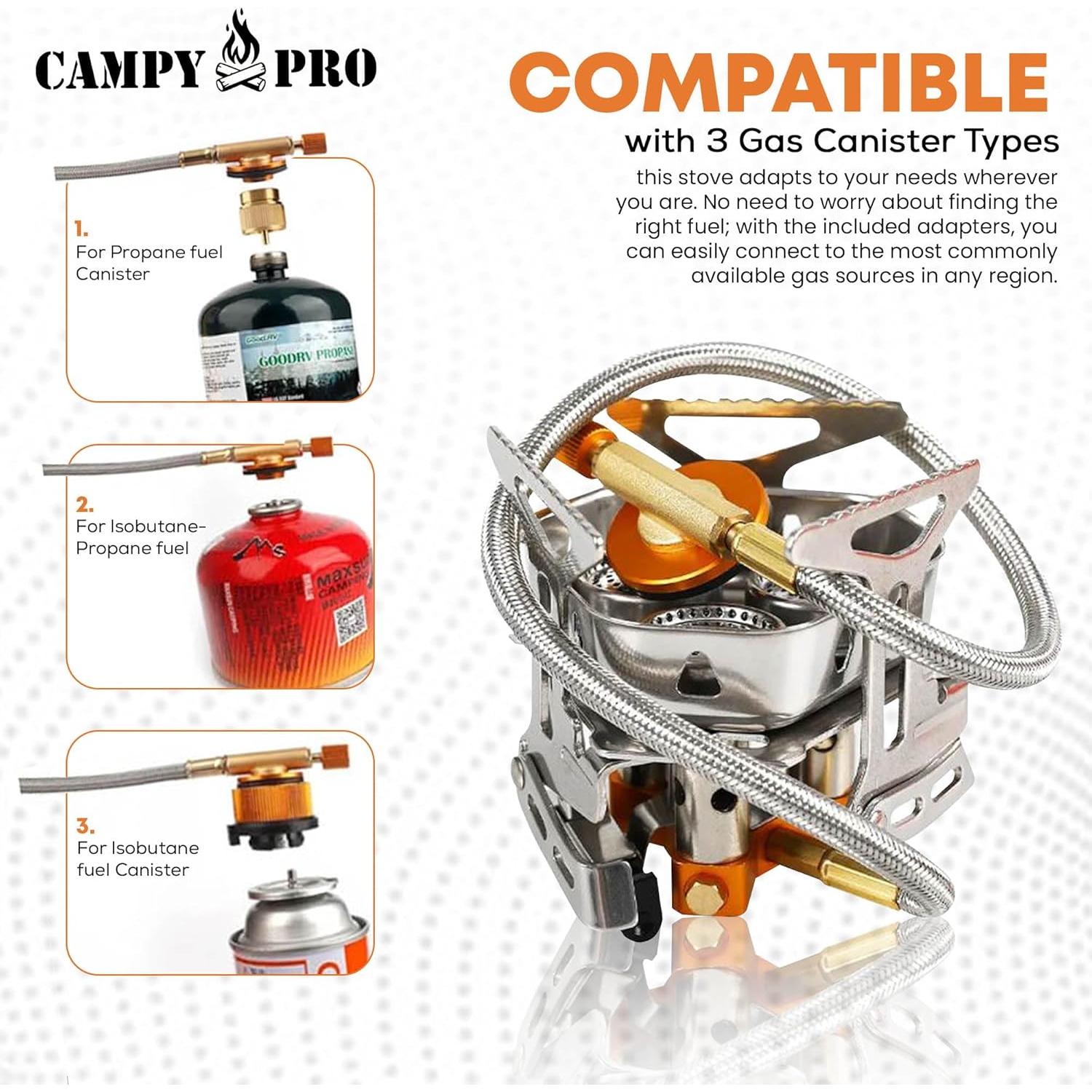 Estufa de Camping Portátil Campy Pro 6800W Multi-combustible