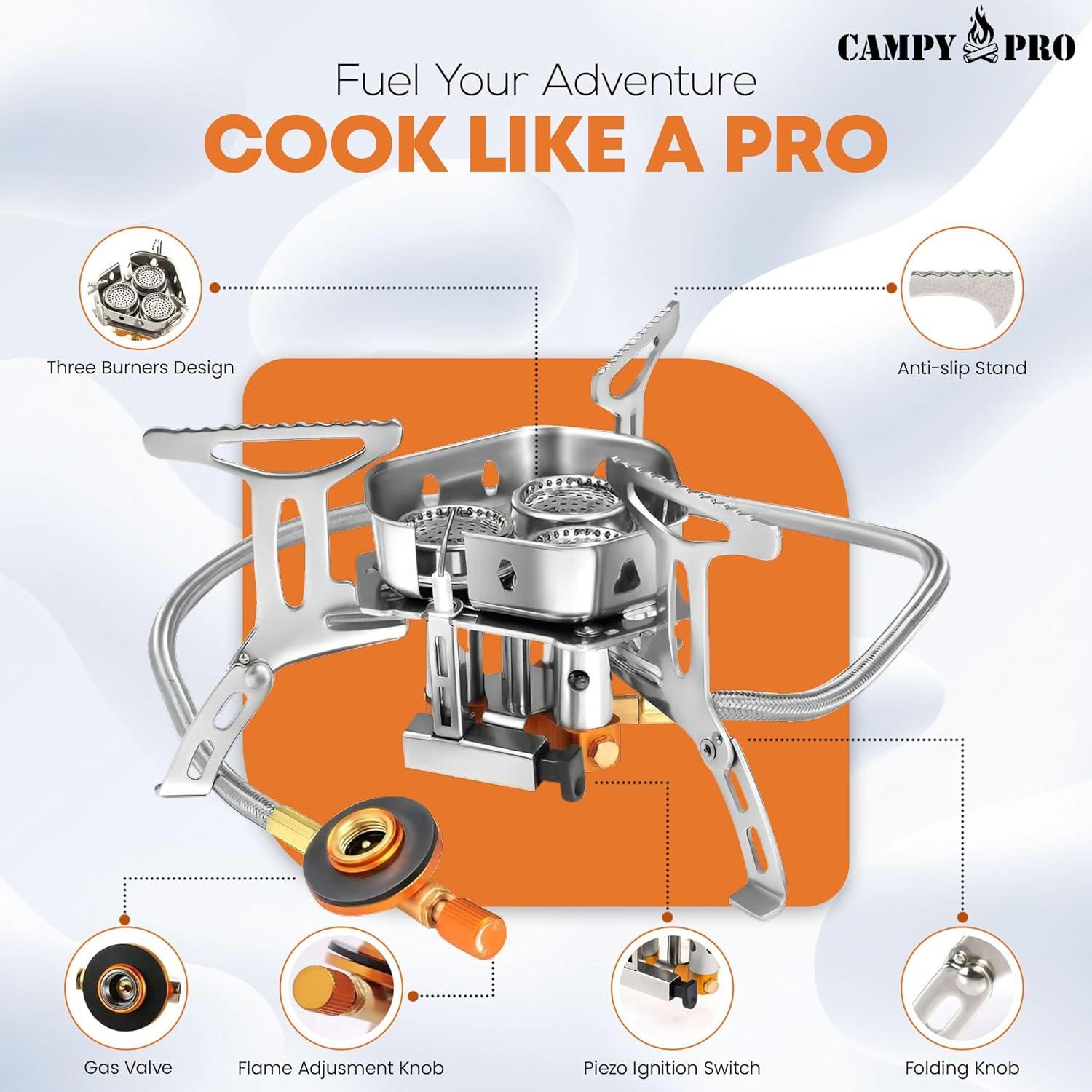 Estufa de Camping Portátil Campy Pro 6800W Multi-combustible