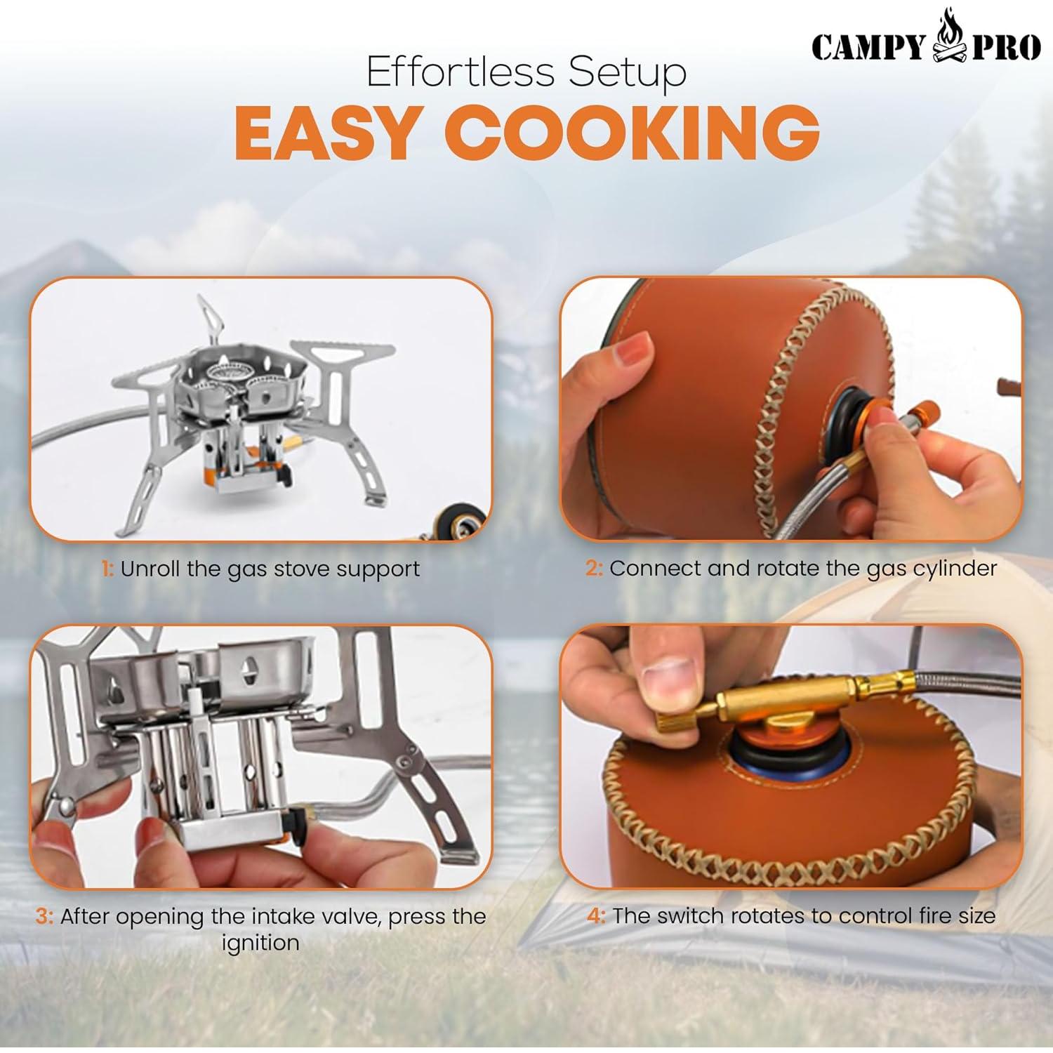 Estufa de Camping Portátil Campy Pro 6800W Multi-combustible