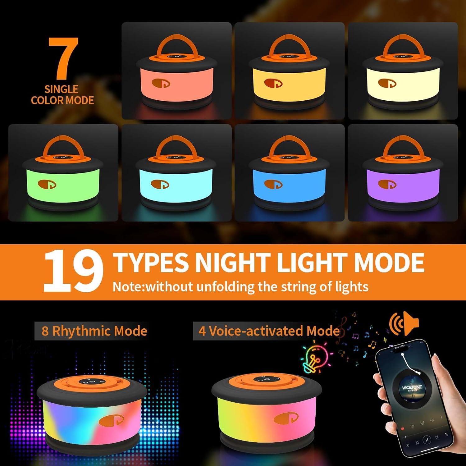 Luces de Camping TOHETO 3 en 1 RGB 10m Portátiles