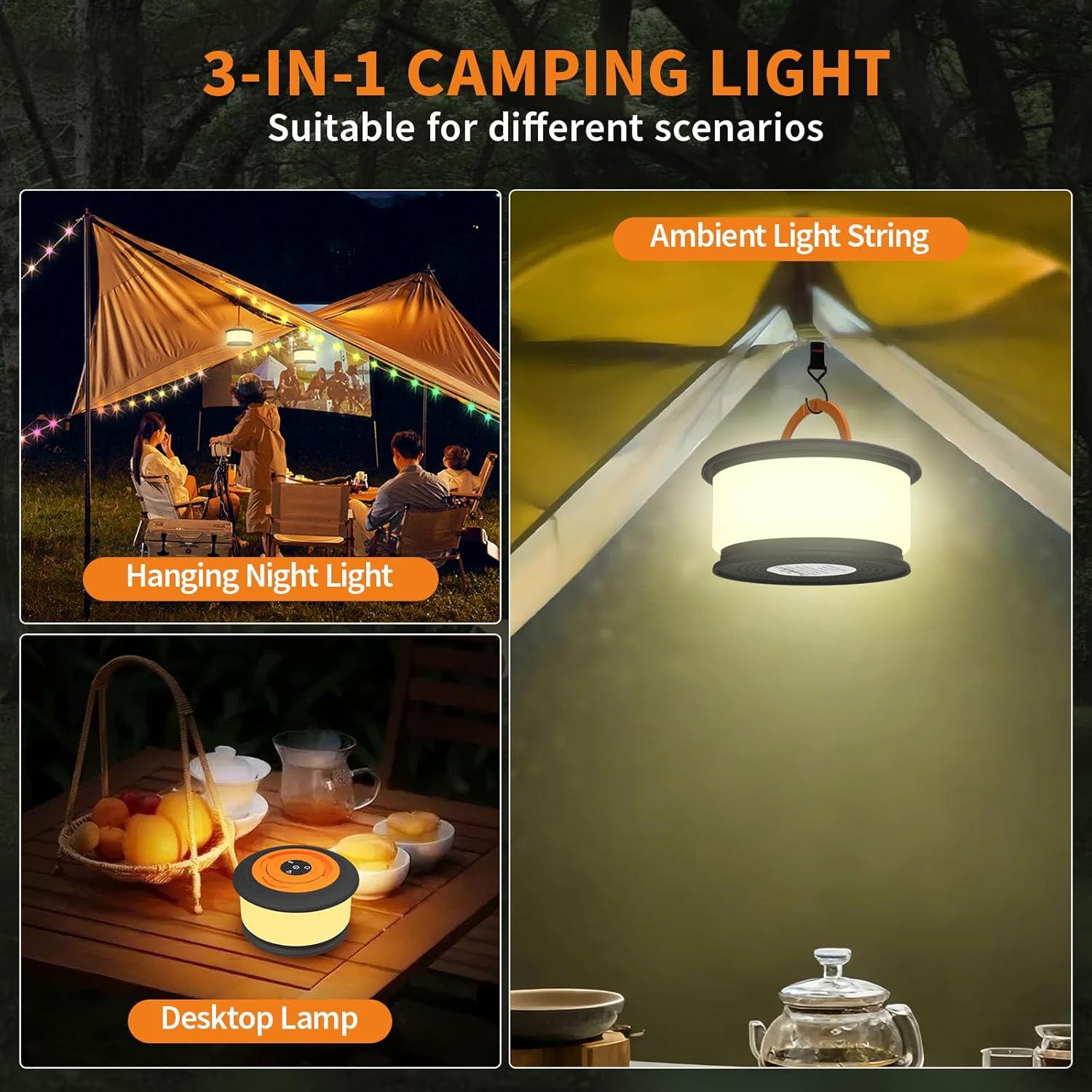 Luces de Camping TOHETO 3 en 1 RGB 10m Portátiles
