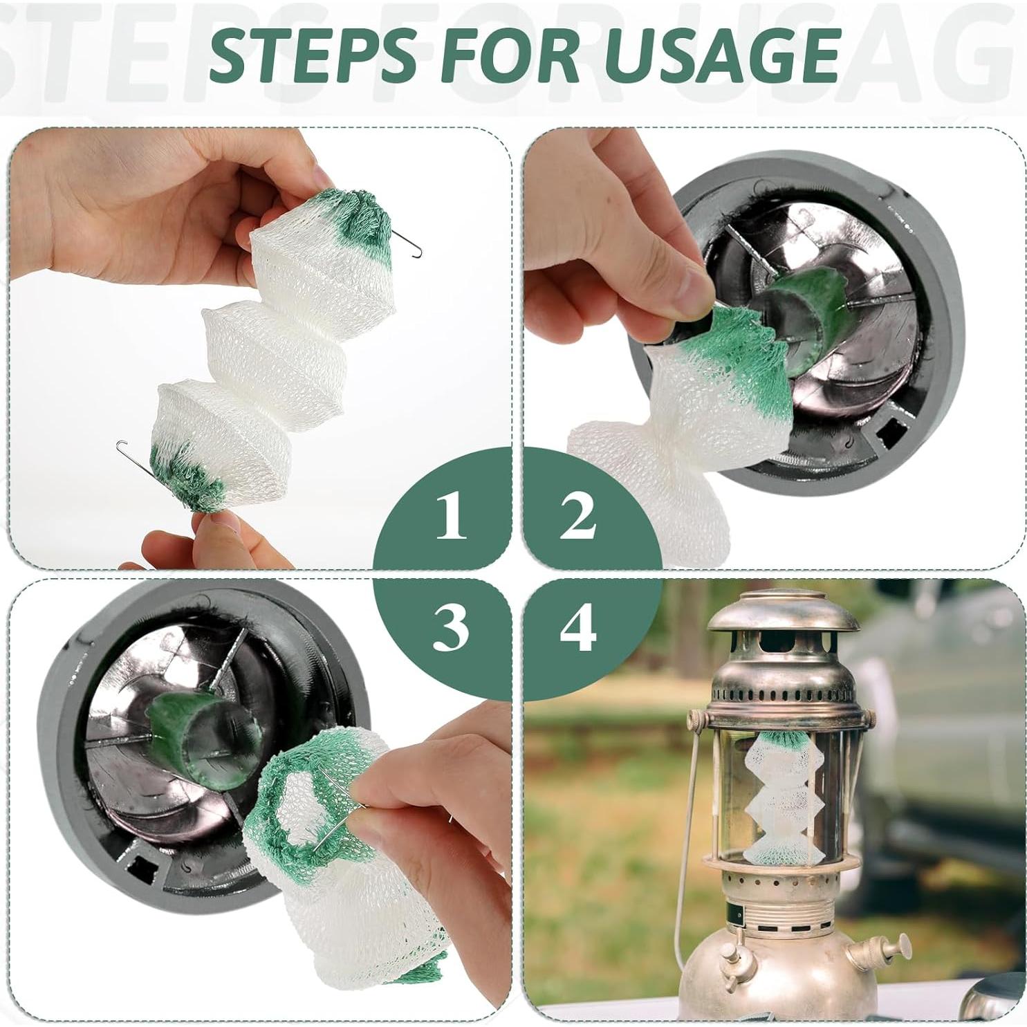 12 Capuchones de Linterna de Gas Piriuuo 3 Capas Verde y Blanco