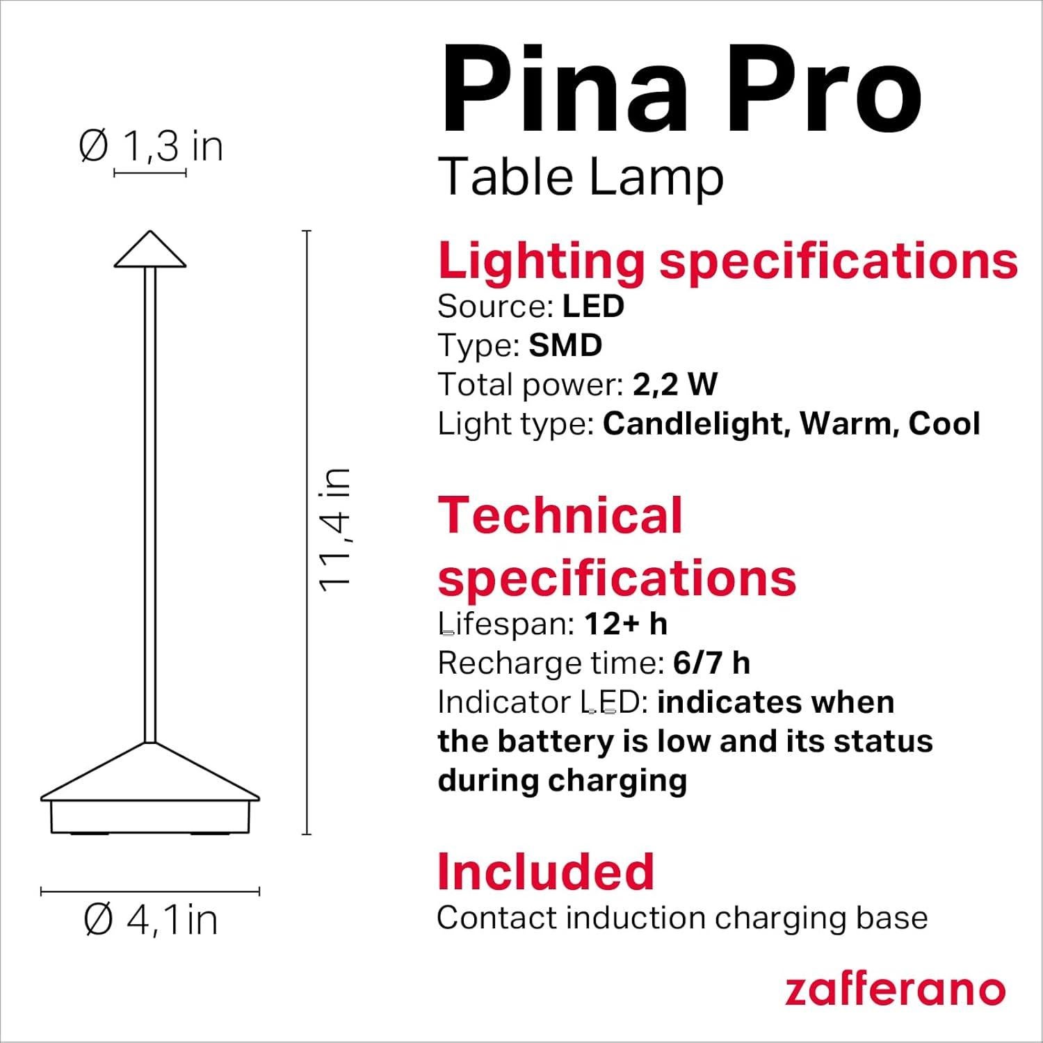 Lámpara de Mesa Pina Pro Zafferano Recargable IP54 29 cm